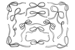 Hand Drawn Ribbon Bow Set Hand Drawn Line Art SVG Product Image 1