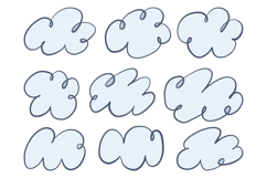 Hand Drawn Cute Cloud Doodle Cartoon Bundle Set Product Image 1