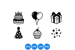 Hand Drawn Birthday Party Icons For Invitations Product Image 1