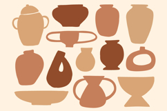 Abstract Boho Ceramic Vase Silhouette Vector Set Product Image 1