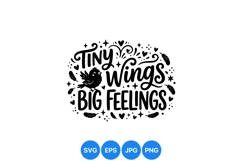 Hand Drawn Tiny Wings Big Feelings SVG Design Product Image 1