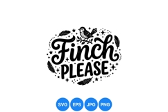 Hand Lettered Finch Bird Typography SVG Design Product Image 1