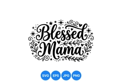 Hand Lettered Blessed Mama SVG Cut File Design Product Image 1