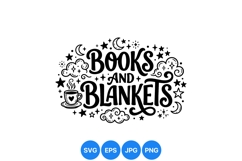 Cozy Books And Blankets Hand Drawn Clipart Product Image 1