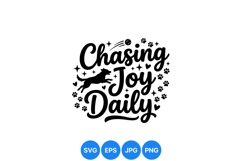 Chasing Joy Dog Silhouette Clipart Design Art Product Image 1