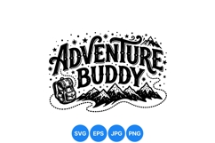 Hand Drawn Adventure Mountain Design With Backpack Product Image 1