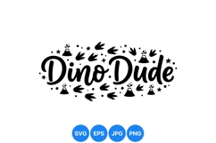 Cute Dino Dude Typography Clipart For Kids Apparel Product Image 1