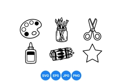 Hand Drawn Art Supplies Clipart For Crafts Product Image 1