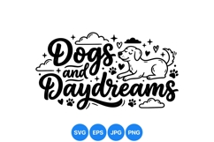 Hand Drawn Dog And Daydreams SVG Clipart Design Product Image 1