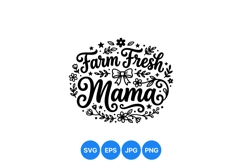 Hand Lettered Farm Fresh Mama Floral SVG Design Product Image 1
