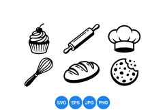 Hand Drawn Baking Tools And Sweet Clipart Product Image 1