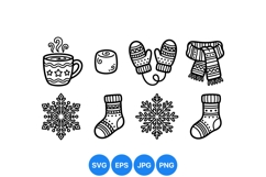 Hand Drawn Winter Accessories Clipart Product Image 1