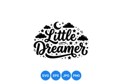 Hand Lettered Little Dreamer Moon Clipart Design Product Image 1