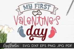 My First Valentine&#039;s Day SVG Valentines Day Baby Kids V-Day Product Image 3