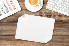 White paper sheet wooden background Office desk JPG Product Image 1