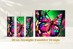 Butterfly Tumbler Wrap | Stained Glass Tumbler Sublimation Product Image 1
