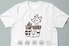 Cat with Cactus and Plant SVG Cut File for Cricut Product Image 3
