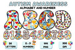 Autism Awareness Doodle Letters Love Puzzle Alphabet PNG Product Image 1
