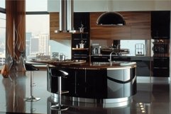Modern luxury kitchen interior with city view Product Image 1