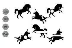 Unicorn Svg files, unicorn monogram svg, Unicorn Silhouette. Product Image 2