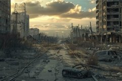 Haunting view of a desolate urban landscape at dusk, showcas Product Image 1