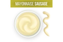 Mayonnaise Sauce In Dip Bowl And Splash Vector Product Image 1