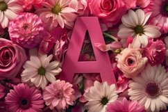 Text A with Pink Flowers Background Wallpaper Product Image 1