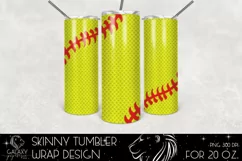 Softball Ball 20 Oz. Skinny Tumbler Wrap Sublimation Design Product Image 3