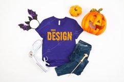 Bella Canvas 3001 Team Purple T-shirt Mockup for Halloween Product Image 1