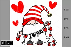Valentine gnome with hearts I love you svg, cutfile clipart Product Image 2