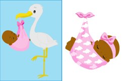 African American, Stork delivery, newborn clipart Product Image 2