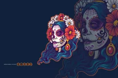 Mexican Day Beautiful Girl Hair with Flowers SVG Product Image 4
