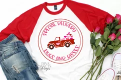 Valentine's Day - Little Red Truck - Hugs And Kisses SVG PNG Product Image 2