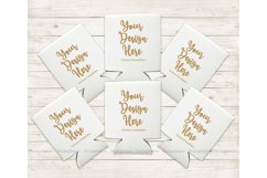 Bride Can Coolers Mockup, White Can Holder Flat Lay Mock Up Product Image 1