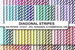100 Diagonal Stripes digital paper, Stripes pattern papers Product Image 1