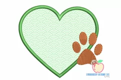 Design Of Heart With The Paw Footprint Applique Product Image 2