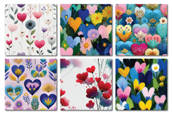 Floral Heart Vol.1 Seamless Digital Paper, 36 PNG Product Image 2