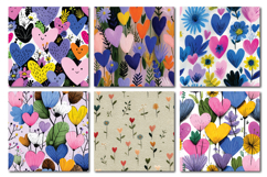 Floral Heart Vol.1 Seamless Digital Paper, 36 PNG Product Image 5