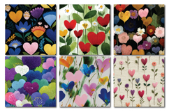 Floral Heart Vol.1 Seamless Digital Paper, 36 PNG Product Image 6