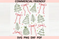 Preppy Christmas Tree coquette Png, Christmas Coquette Bow Product Image 2