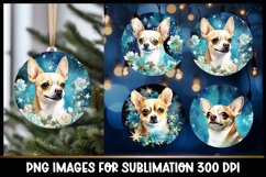 Chihuahua Christmas Round Ornament Sublimation Product Image 1