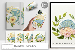 Digital Paper Chameleon Embroidery Product Image 1