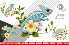Chameleon Embroidery Clipart Product Image 1