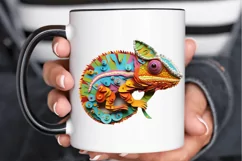 Chameleon Layered Paper Art PNG Clipart Product Image 3
