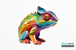 Chameleon Layered Paper Art PNG Clipart Product Image 1
