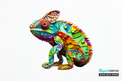 Chameleon Layered Paper Art PNG Clipart Product Image 1