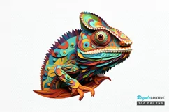 Chameleon Layered Paper Art PNG Clipart Product Image 1