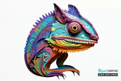 Chameleon Layered Paper Art PNG Clipart Product Image 1
