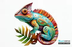 Chameleon Layered Paper Art PNG Clipart Product Image 1