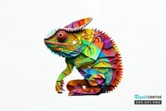 Chameleon Layered Paper Art PNG Clipart Product Image 1